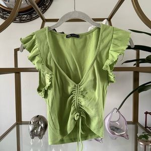 Zara green ruched top